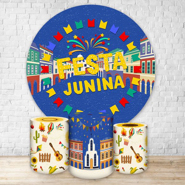 Capa Painel + Trio Capas Cilindros Sublimados Tema Festa Junina 2187