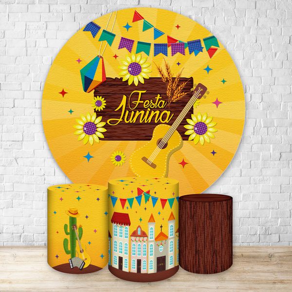 Capa Painel + Trio Capas Cilindros Sublimados Tema Festa Junina 2185