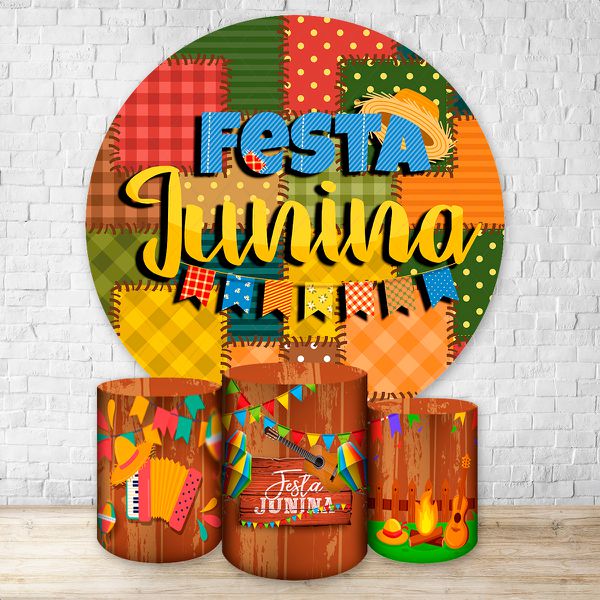 Capa Painel + Trio Capas Cilindros Sublimados Tema Festa Junina 2662