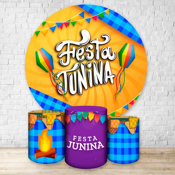 Capa Painel + Trio Capas Cilindros Sublimados Tema Festa Junina 2663