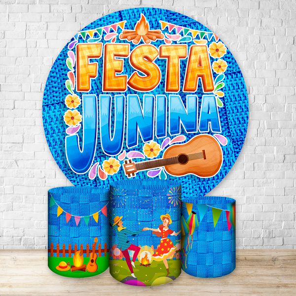 Capa Painel + Trio Capas Cilindros Sublimados Tema Festa Junina 2665