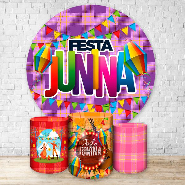 Capa Painel + Trio Capas Cilindros Sublimados Tema Festa Junina 2661