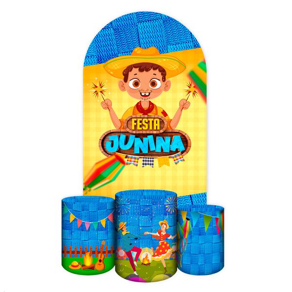 Capa Painel Romano Veste fácil + 3 Capas Cilindros Tema Festa Junina 2665