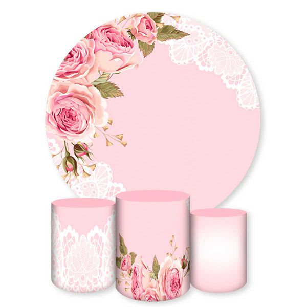 Capa Painel + Trio Capas Cilindros Sublimados Tema Flores 656