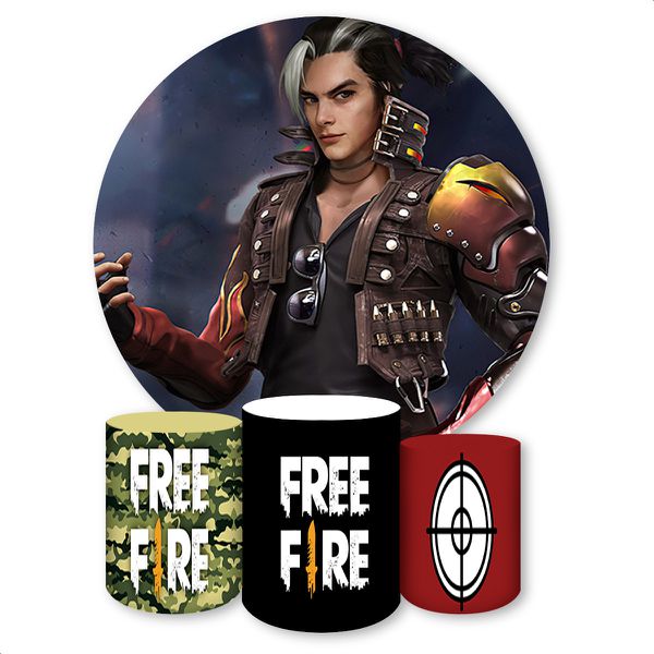 Capa Painel + Trio Capas Cilindros Sublimados Tema Free Fire 898