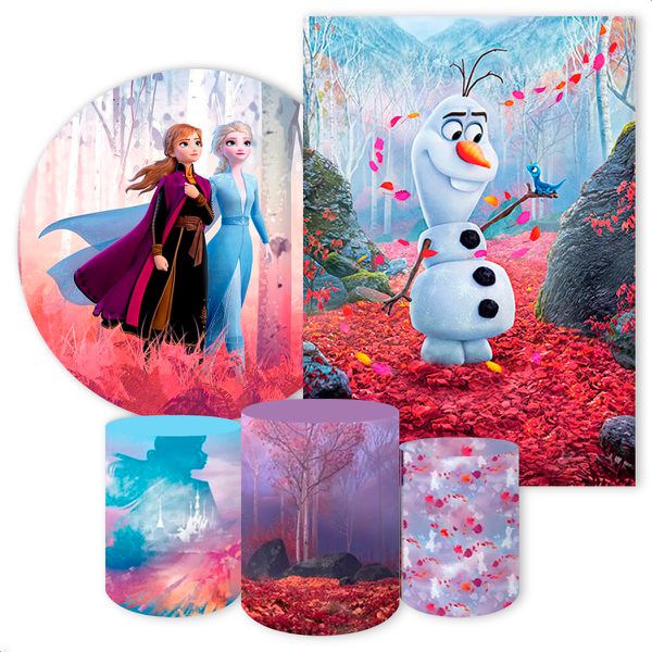 Kit 5 Peças Capa Redonda + Capa Retangular + Trio Capas Cilindros Sublimados Tema Frozen 95