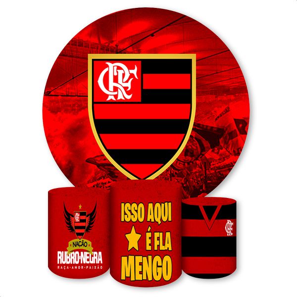 Capa Painel + Trio Capas Cilindros Sublimados Tema Flamengo 1017