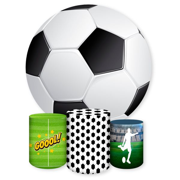 Capa Painel + Trio Capas Cilindros Sublimados Tema Futebol 1542
