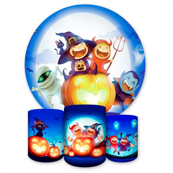 Capa Painel + Trio Capas Cilindros Sublimados Tema Halloween 1783 