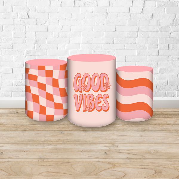 Trio Capas Cilindros Sublimados Tema Good Vibes 2191