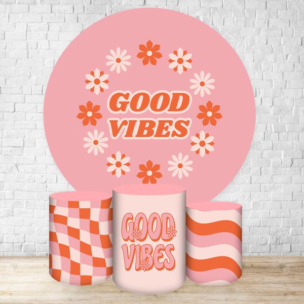 Capa Painel + Trio Capas Cilindros Sublimados Tema Good Vibes 2191