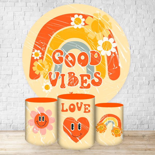 Capa Painel + Trio Capas Cilindros Sublimados Tema Good Vibes 2192
