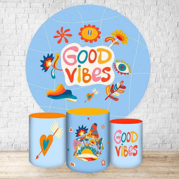 Capa Painel + Trio Capas Cilindros Sublimados Tema Good Vibes 2190