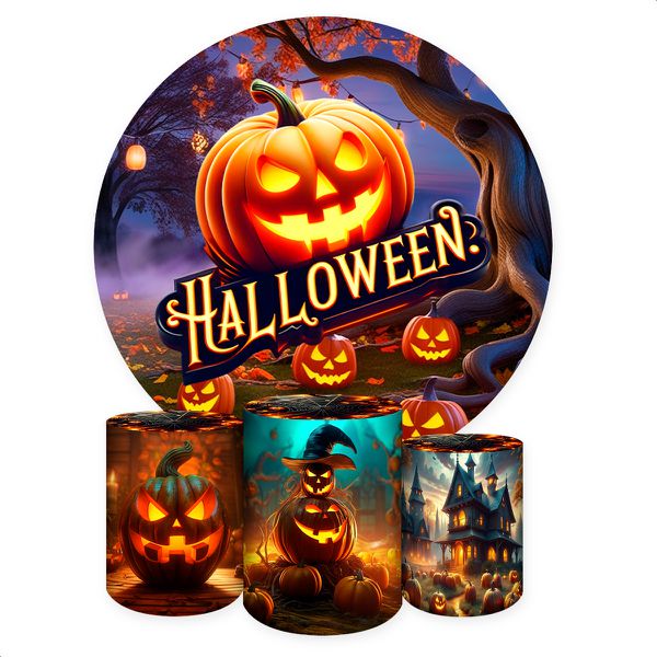 Capa Painel + Trio Capas Cilindros Sublimados Tema Halloween 2245