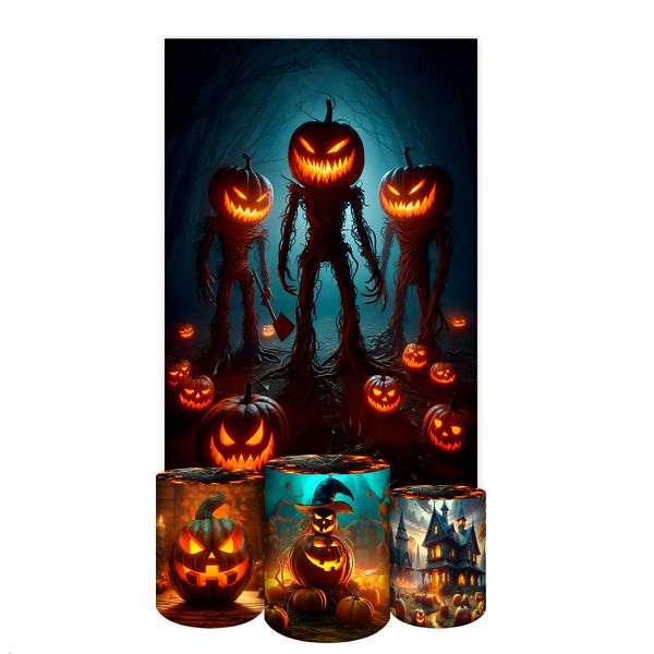 Capa Retangular + Trio Capas Cilindros Sublimados Tema Halloween 2245