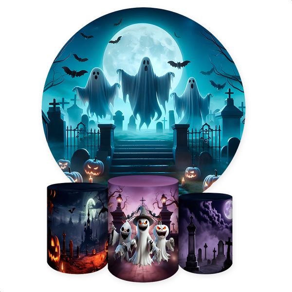 Capa Painel + Trio Capas Cilindros Sublimados Tema Halloween 2244