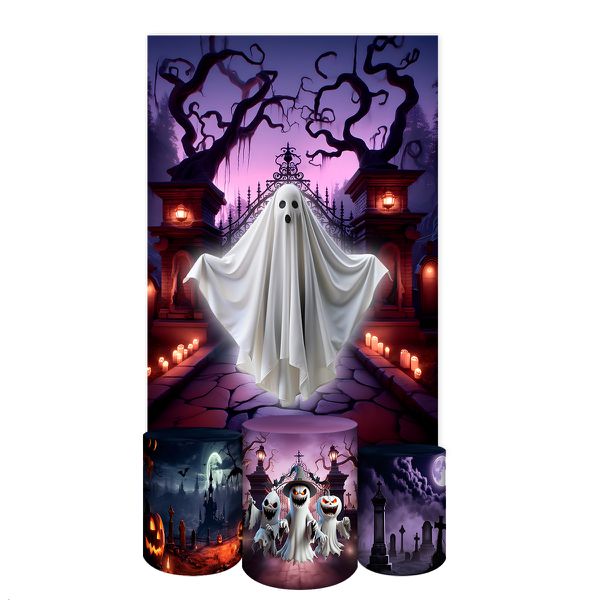 Capa Retangular + Trio Capas Cilindros Sublimados Tema Halloween 2244