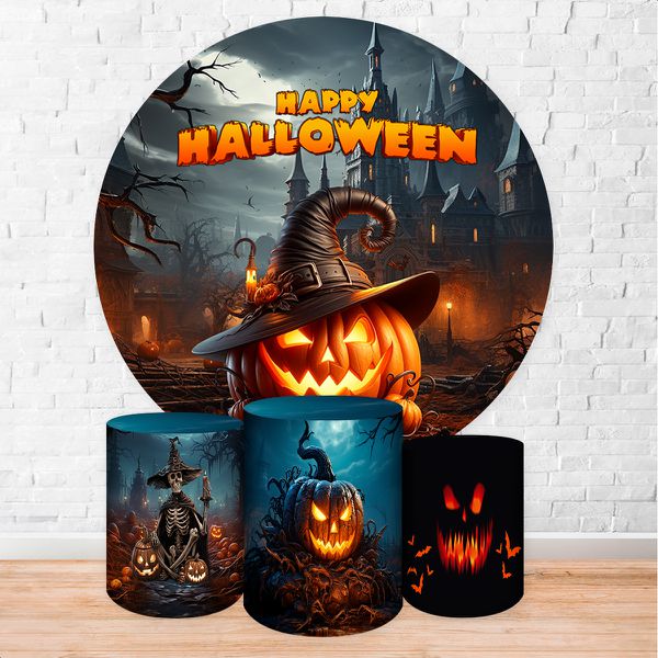 Capa Painel + Trio Capas Cilindros Sublimados Tema Halloween 2246