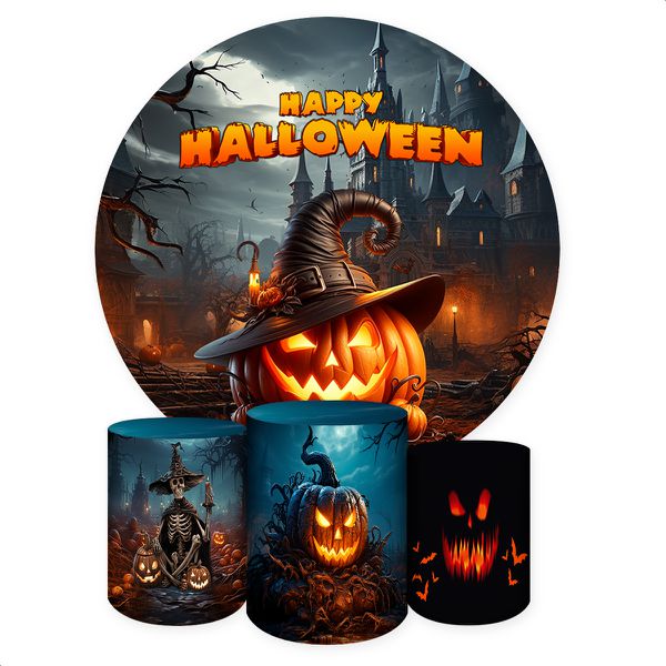 Capa Painel + Trio Capas Cilindros Sublimados Tema Halloween 2246