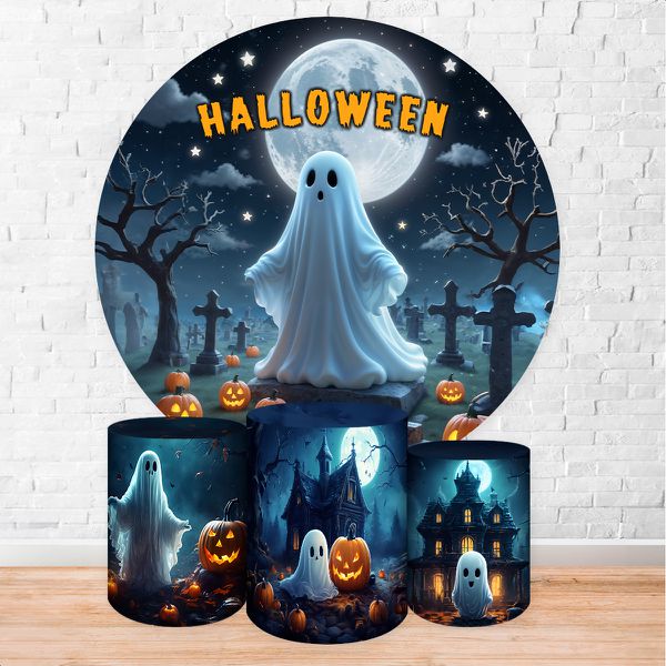 Capa Painel + Trio Capas Cilindros Sublimados Tema Halloween 2247