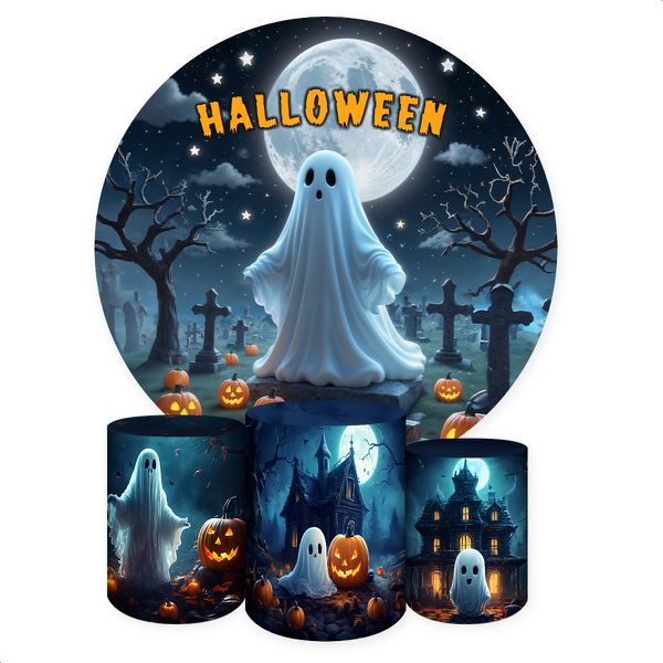 Capa Painel + Trio Capas Cilindros Sublimados Tema Halloween 2247
