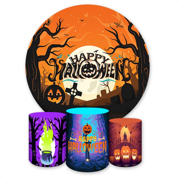 Capa Painel + Trio Capas Cilindros Sublimados Tema Halloween 484