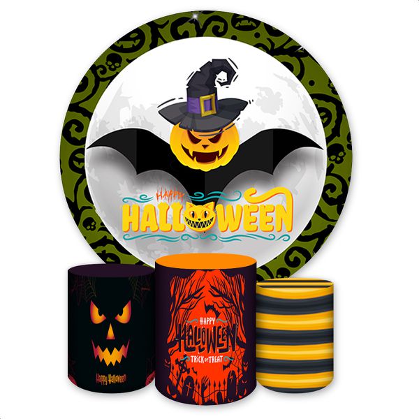 Capa Painel + Trio Capas Cilindros Sublimados Tema Halloween 486