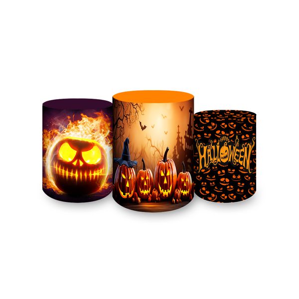 Trio Capas Cilindros Sublimados Tema Halloween 2098