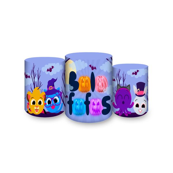 Trio Capas Cilindros Sublimados Tema Halloween 2101