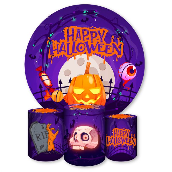 Capa Painel + Trio Capas Cilindros Sublimados Tema Halloween 2100