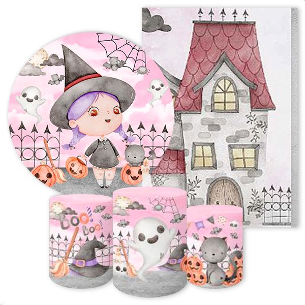 Kit 5 Peças Capa Redonda + Capa Retangular + Trio Capas Cilindros Sublimados Tema Halloween 114
