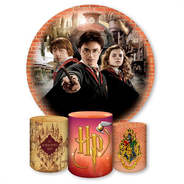 Capa Painel + Trio Capas Cilindros Sublimados Tema Harry Potter 850