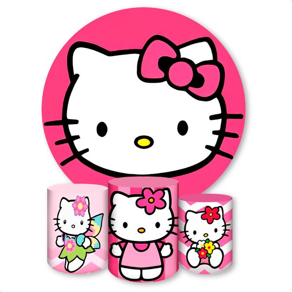 Capa Painel + Trio Capas Cilindros Sublimados Tema Hello Kitty 1412