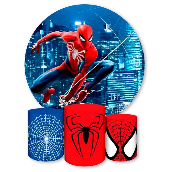Capa Painel + Trio Capas Cilindros Sublimados Tema Homem Aranha 1232