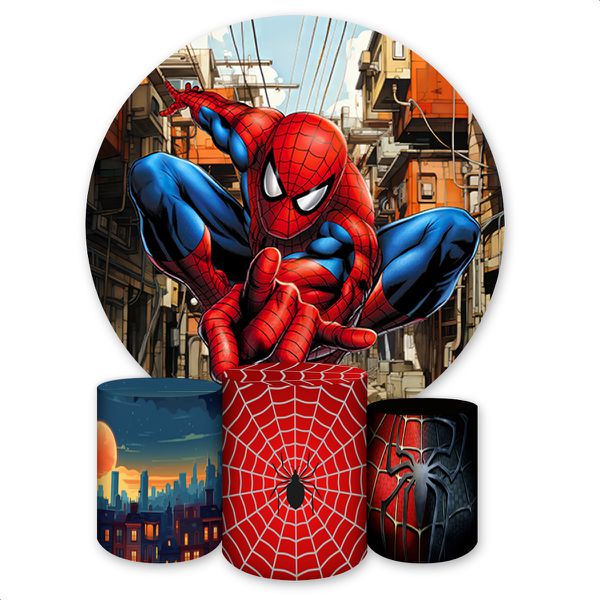 Capa Painel + Trio Capas Cilindros Sublimados Tema Homem Aranha 240