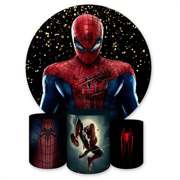Capa Painel + Trio Capas Cilindros Sublimados Tema Homem Aranha 242