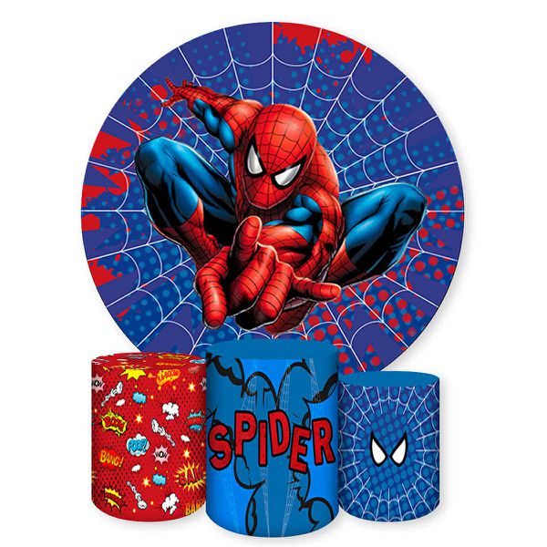 Capa Painel + Trio Capas Cilindros Sublimados Tema Homem Aranha 245