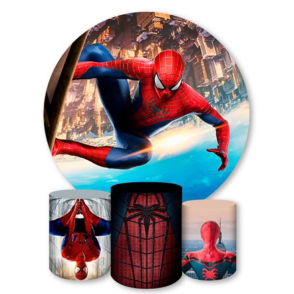 Capa Painel + Trio Capas Cilindros Sublimados Tema Homem Aranha 246