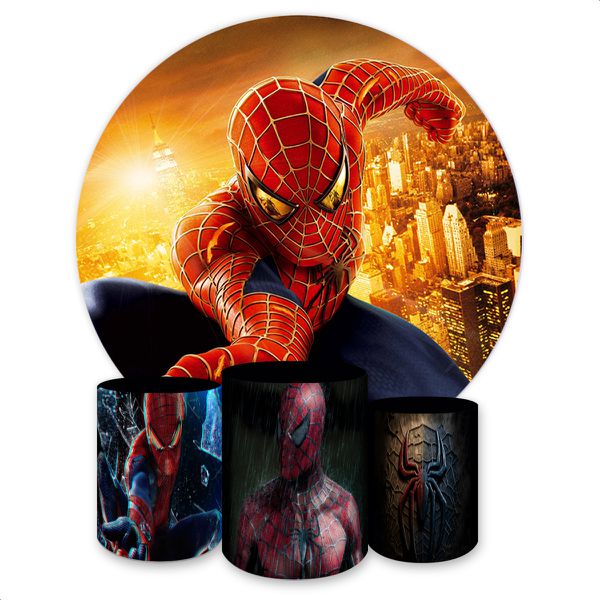 Capa Painel + Trio Capas Cilindros Sublimados Tema Homem Aranha 4002