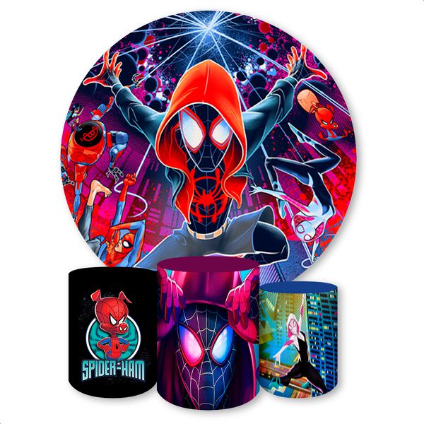 Capa Painel + Trio Capas Cilindros Sublimados Tema Homem Aranha 667