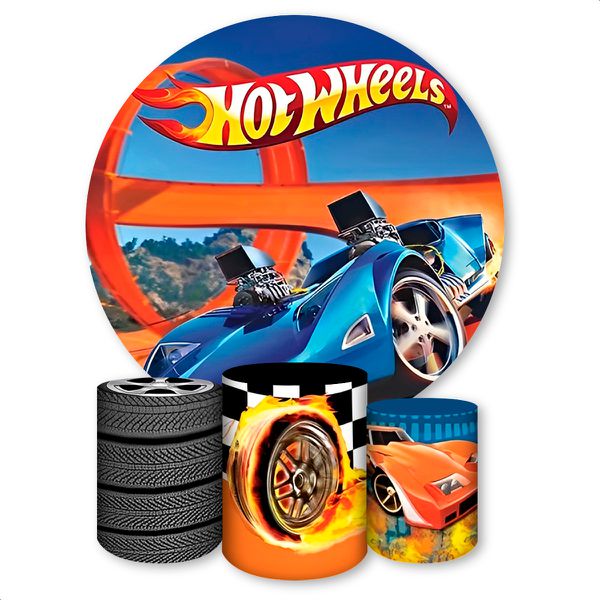 Capa Painel + Trio Capas Cilindros Sublimados Tema Hotwheels 1436