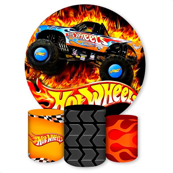 Capa Painel + Trio Capas Cilindros Sublimados Tema Hotwheels 1603