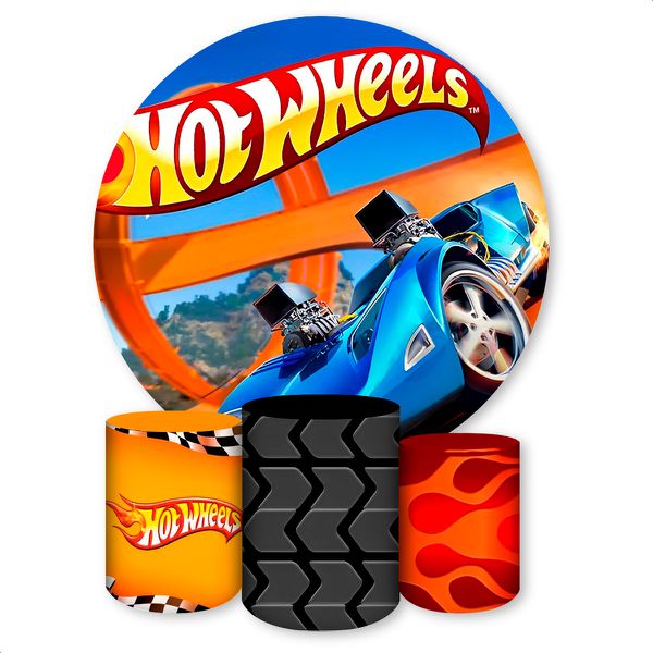 Capa Painel + Trio Capas Cilindros Sublimados Tema Hotwheels 1607