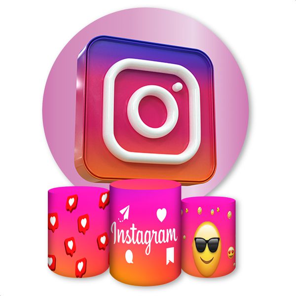 Capa Painel + Trio Capas Cilindros Sublimados Tema Instagram 1243