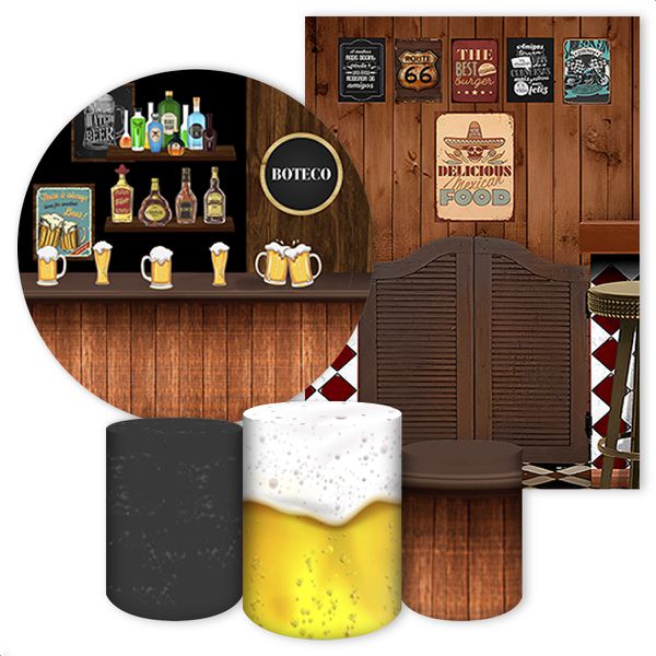 Kit 5 Peças Capa Redonda + Capa Retangular + Trio Capas Cilindros Sublimados Tema Boteco 1211