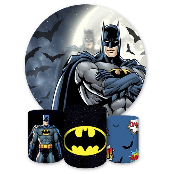 Capa Painel + Trio Capas Cilindros Sublimados Tema Batman 1251