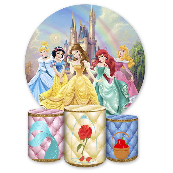 Capa Painel + Trio Capas Cilindros Sublimados Tema Princesas 311