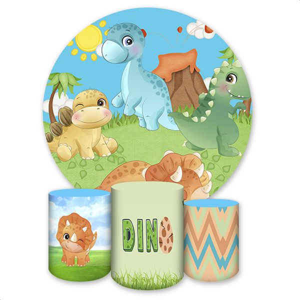 Capa Painel + Trio Capas Cilindros Sublimados Tema Dino Baby 406