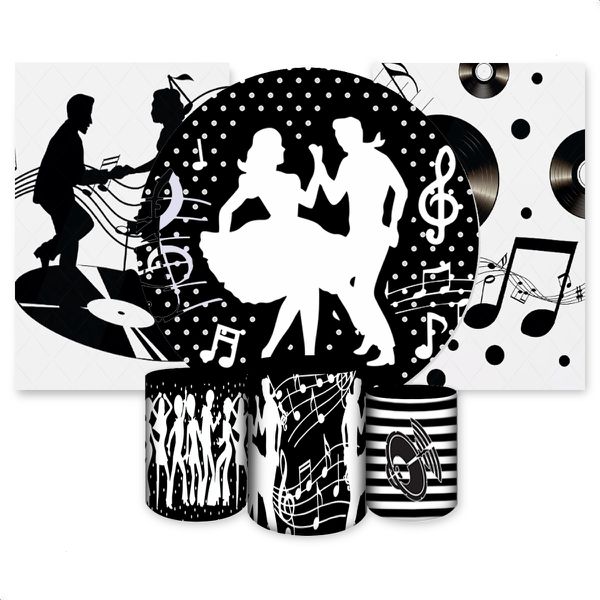 Kit Capa Painel Redondo + 2unid Capa Retangular + Trio Capas Cilindros Tema Anos 80` 4103