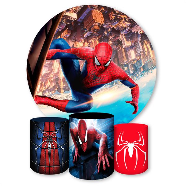 Capa Painel + Trio Capas Cilindros Sublimados Tema Homem Aranha 666